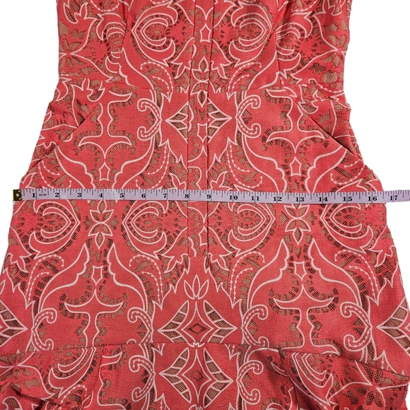 BCBG MaxAzria "Chrystal" Flounce Hem Lace Dress, Pink Coral, Size 0, NWOT - Picture 8 of 16
